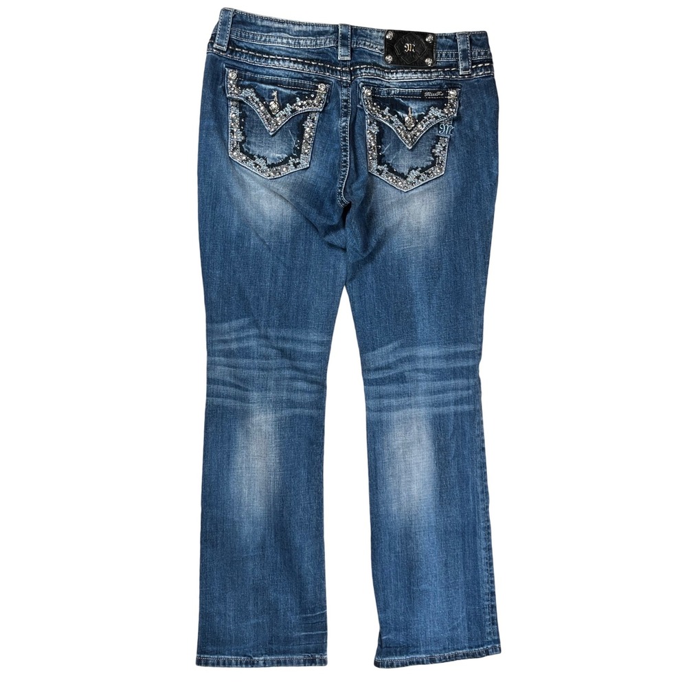 Miss Me Signature Boot Jeans Women 33 Embellished Flap Pockets Western Cowgirl